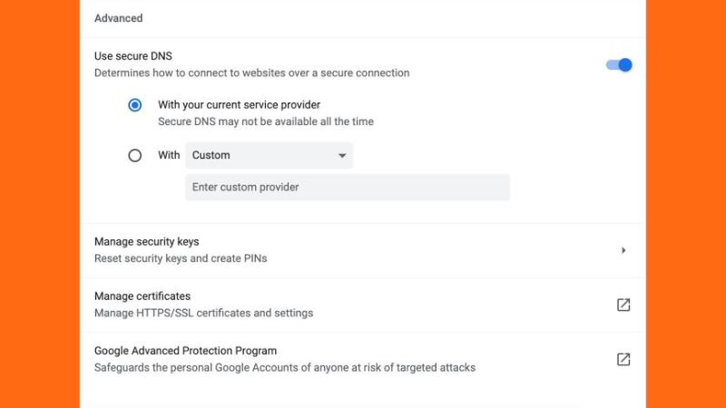 Kiểm tra tính năng Secure DNS trong Chrome