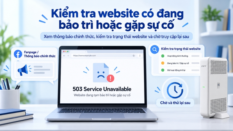 Nếu website xác nhận đang bảo trì, không liên tục thay đổi thiết lập trên thiết bị