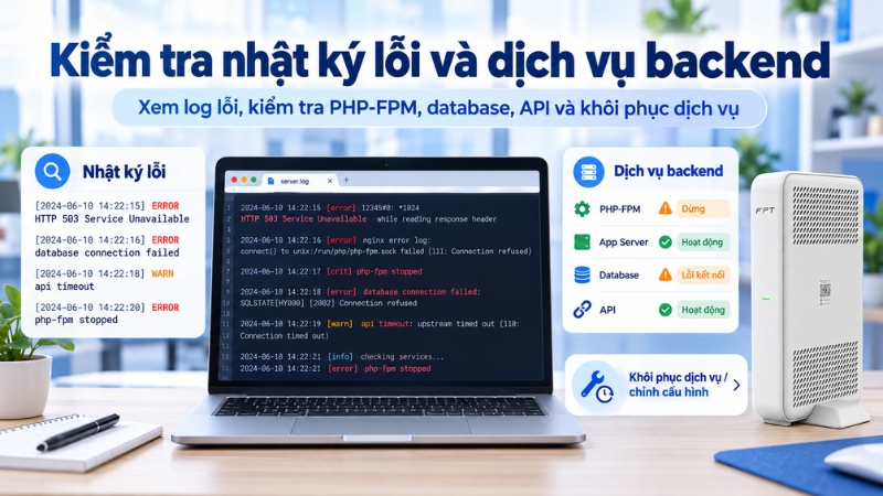 Kiểm tra nhật ký lỗi và dịch vụ backend