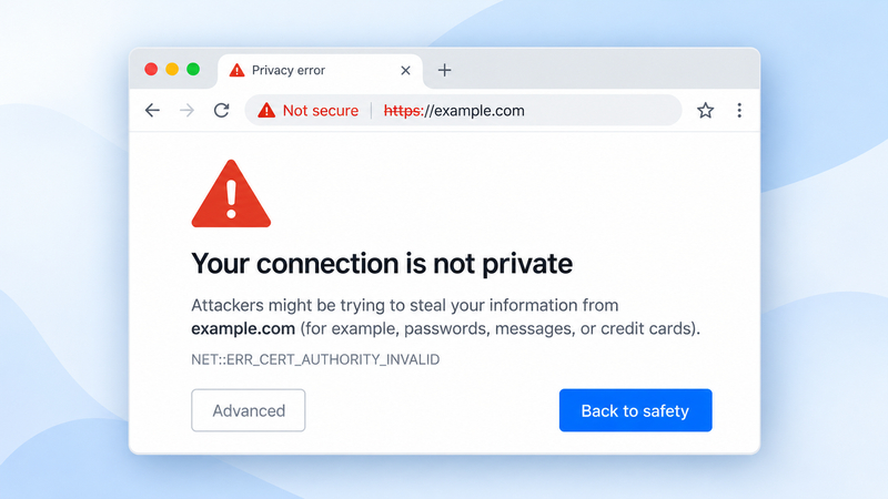 Cảnh báo Your Connection Is Not Private xuất hiện khi Chrome không xác minh được độ tin cậy của kết nối HTTPS