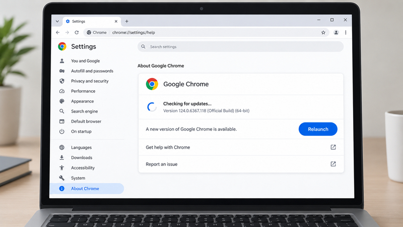 Cập nhật Google Chrome lên phiên bản mới giúp cải thiện khả năng tương thích và bảo mật khi truy cập website