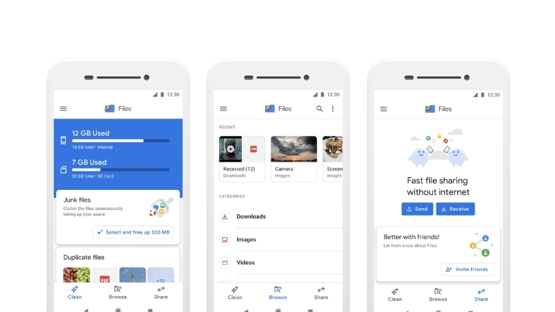 Các thiết bị Android có thể dùng Files by Google để xem dung lượng tệp