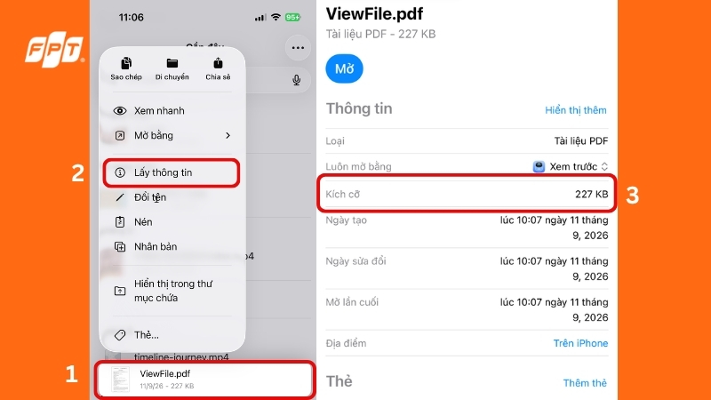 Người dùng có thể kiểm tra dung lượng tệp trực tiếp trên điện thoại