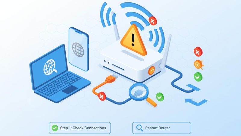 Kiểm tra Internet và khởi động modem