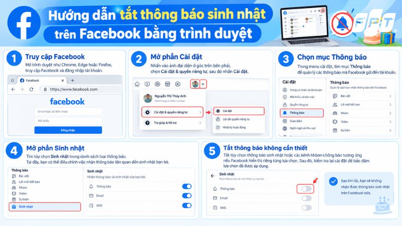 Hướng dẫn tắt thông báo sinh nhật trên Facebook bằng trình duyệt