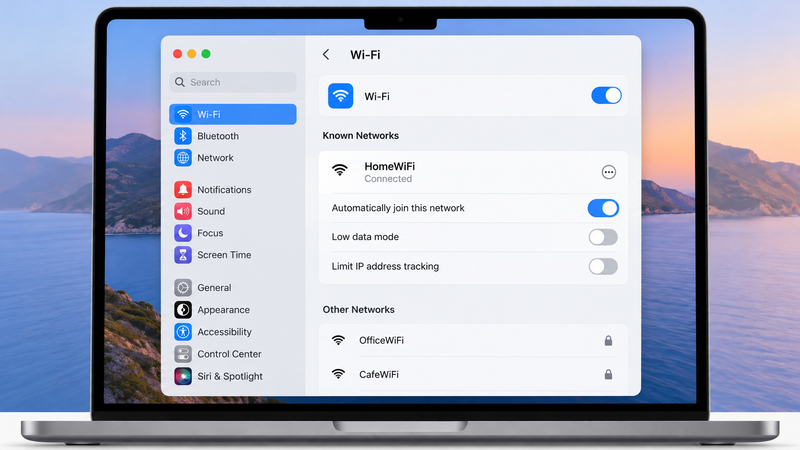 Bật tự động kết nối với mạng Wi-Fi quen thuộc trên MacBook