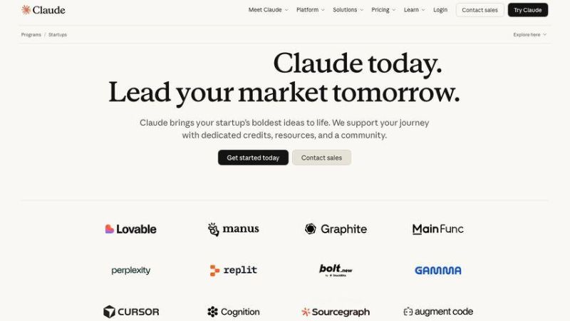 Giao diện trang Claude Startups.
