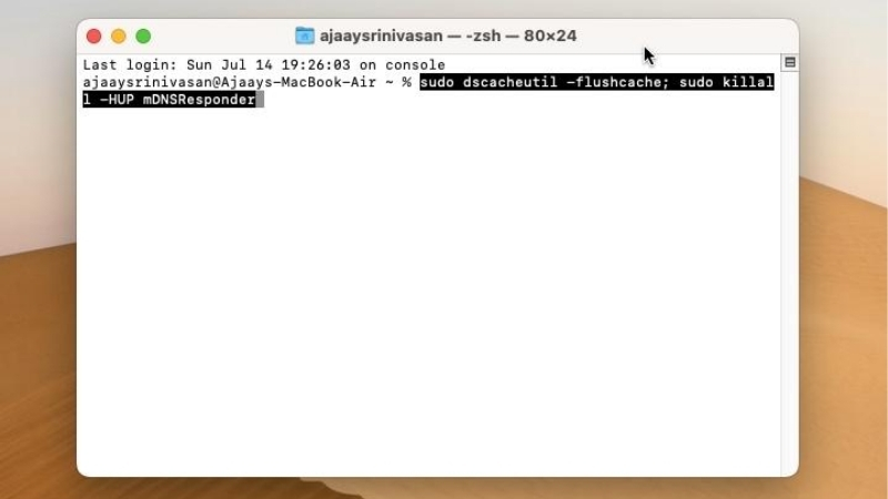 Sử dụng Terminal để xóa bộ nhớ đệm DNS trên macOS