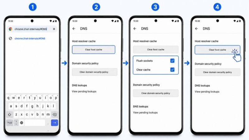 Người dùng Android có thể xóa bộ nhớ DNS Chrome bằng Clear host cache
