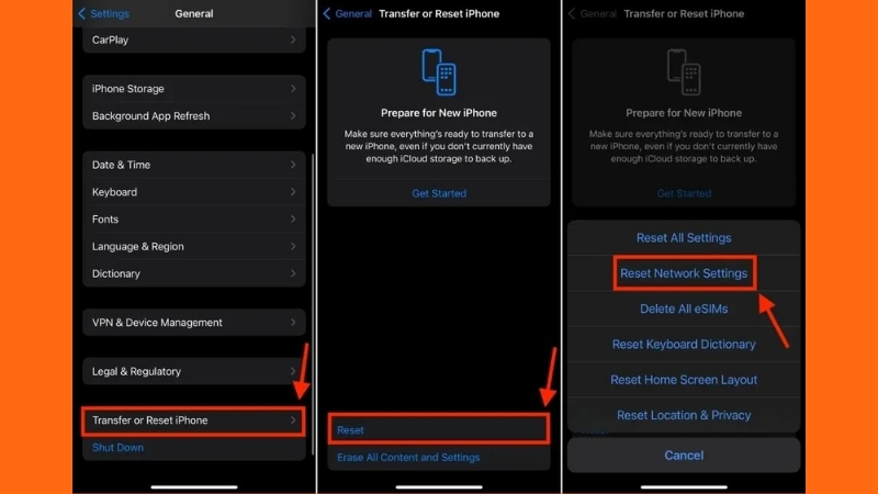 Đặt lại cài đặt mạng trên iPhone khi các cách xử lý đơn giản không hiệu quả