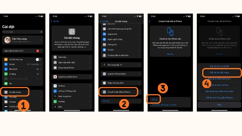 Cách cài đặt lại mạng trên iPhone
