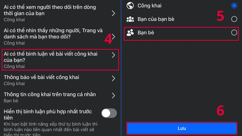 Cài đặt đối tượng được phép bình luận trên bài viết công khai Facebook