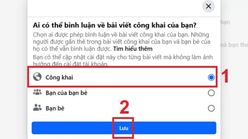 Cách bật lại bình luận trên Facebook khi cần