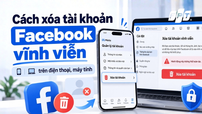 C&aacute;ch x&oacute;a t&agrave;i khoản Facebook tr&ecirc;n điện thoại hoặc m&aacute;y t&iacute;nh