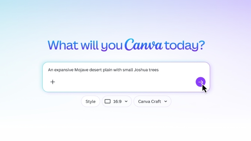 Giao diện Canva Dream Lab với mô hình Canva Craft