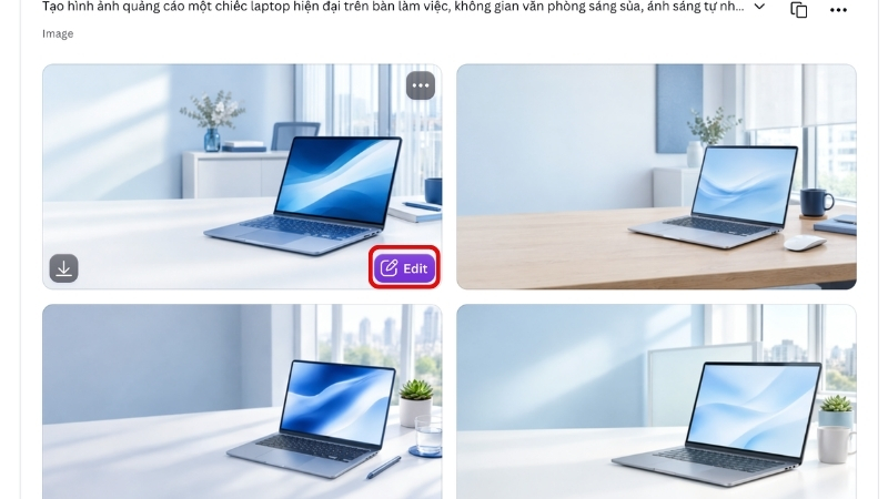 Nhấn Edit image để chỉnh sửa thêm hình ảnh