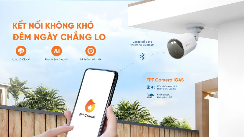 FPT Camera IQ4S tích hợp AI, hỗ trợ phát hiện người và cảnh báo chủ động ngoài trời