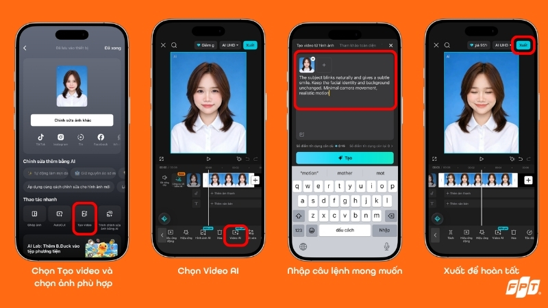Tạo video AI nhanh gọn với hình thẻ vừa tạo