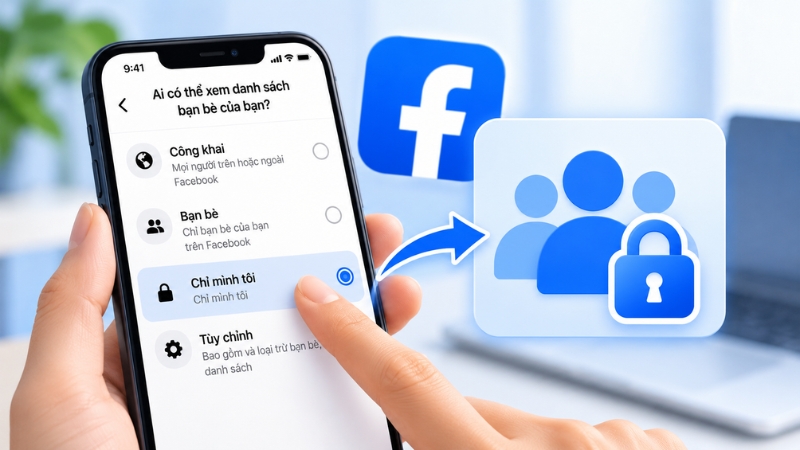 Facebook cung cấp nhiều mức quyền riêng tư để kiểm soát người xem danh sách bạn bè