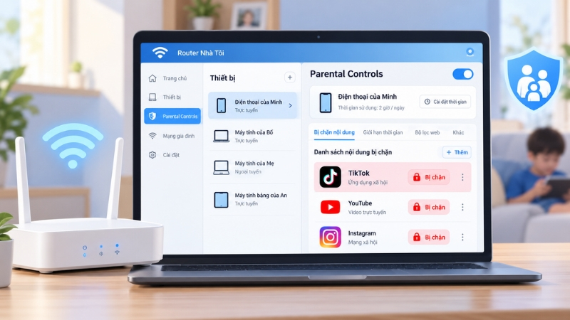 Chặn TikTok trên router giúp quản lý truy cập của nhiều thiết bị dùng chung WiFi