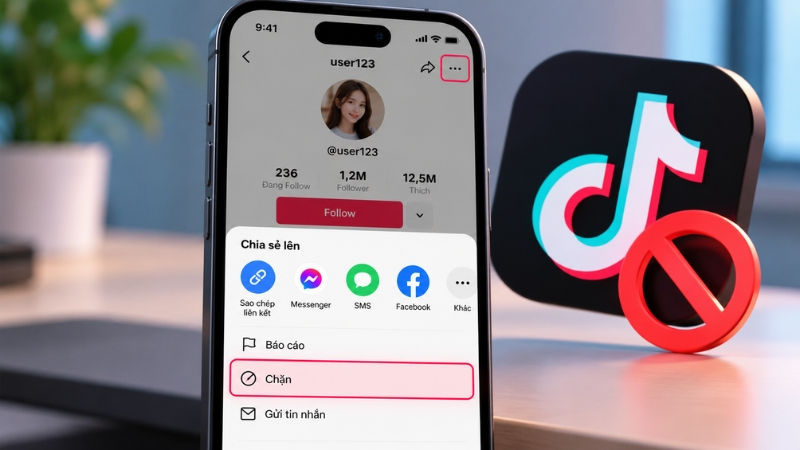 Người dùng có thể chặn trực tiếp tài khoản TikTok để hạn chế tương tác không mong muốn