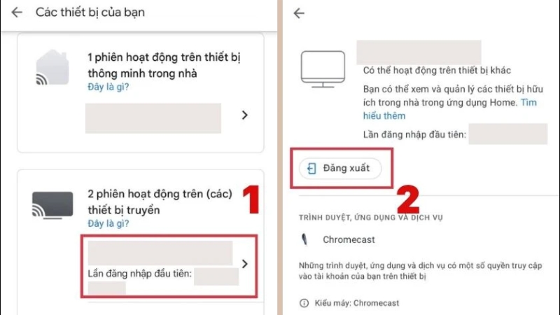 Tìm và chọn thiết bị tivi cần đăng xuất khỏi tài khoản