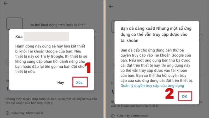Xác nhận đăng xuất để hoàn tất thao tác từ xa