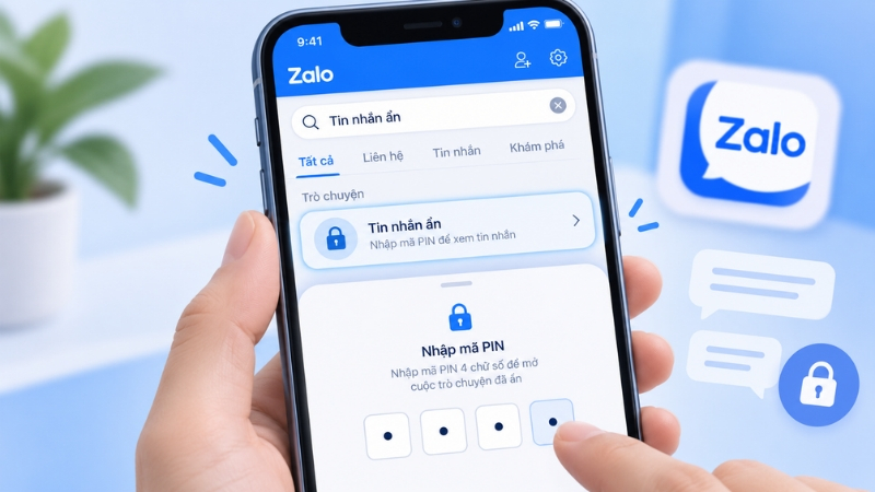 Nhập mã PIN để mở và xem lại cuộc trò chuyện đã ẩn trên Zalo điện thoại