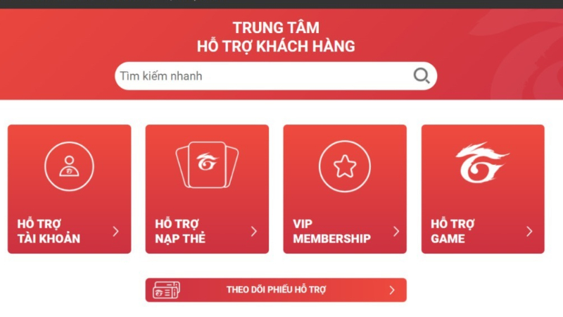 Trung tâm hỗ trợ khách hàng của Garena