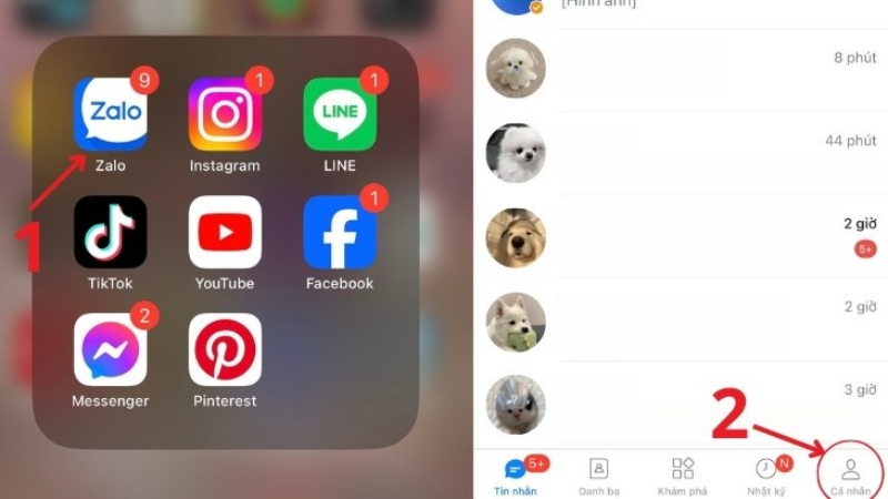 Truy cập tab Cá nhân và mở Cài đặt trên Zalo