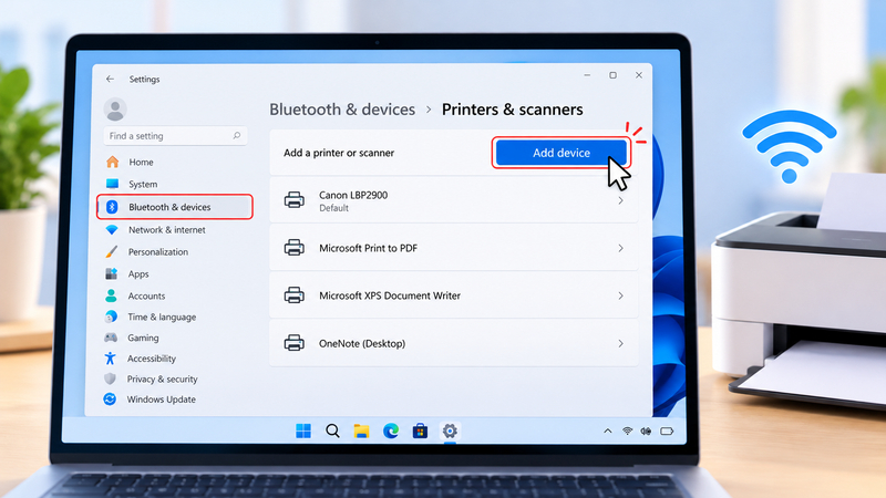 Windows 11 cho phép tìm và thêm máy in Wi-Fi ngay trong phần Printers & scanners