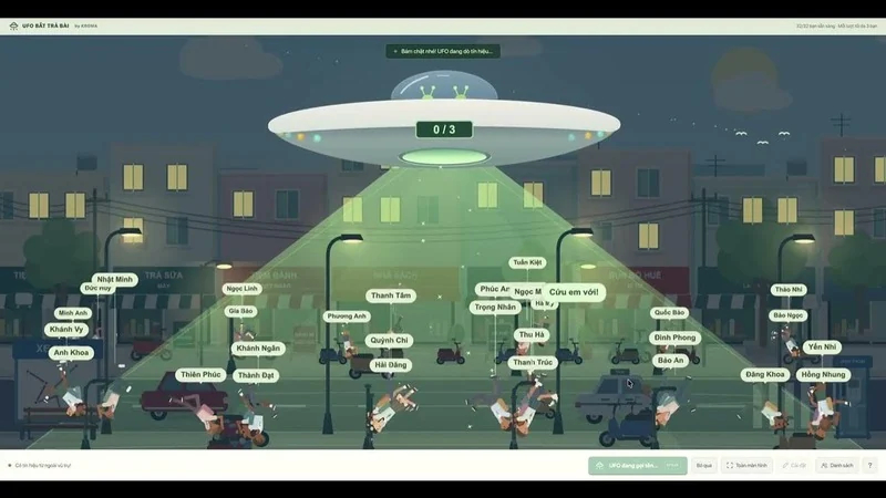 Gọi học sinh lên bảng trả bài bằng game UFO