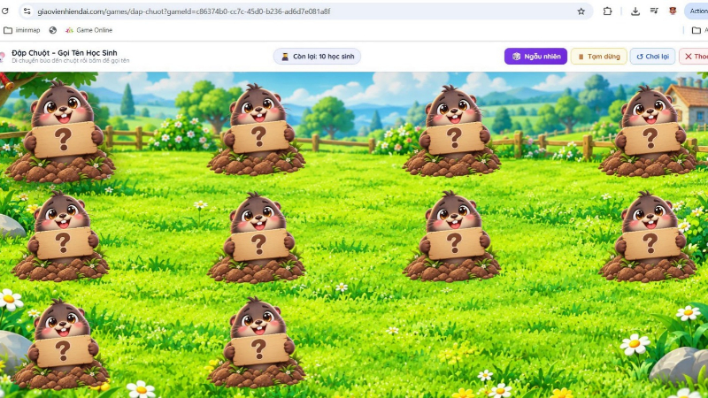 Game trả bài giải trí, game đập chuột gọi tên học sinh lên bảng