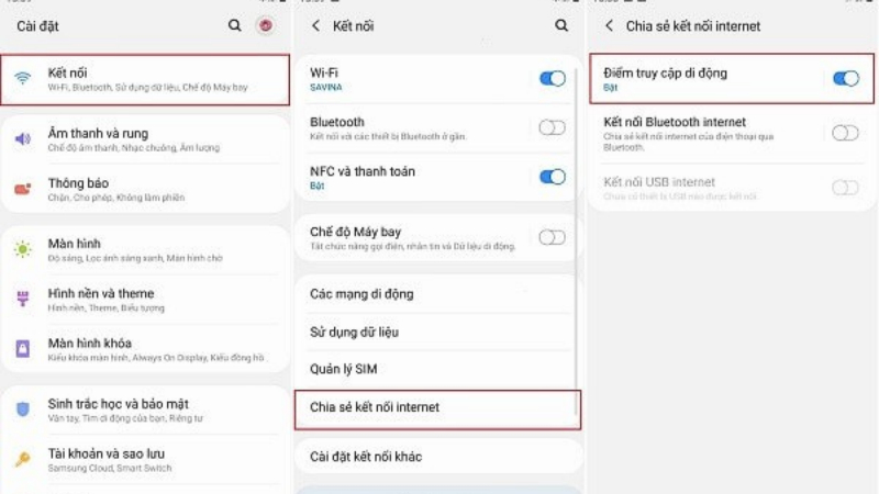 Cách bật chia sẻ WiFi, điểm truy cập cá nhân trên Samsung