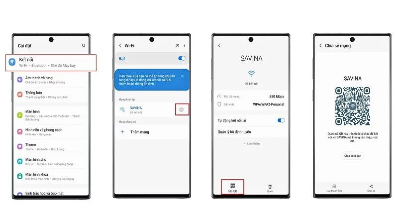 Chia sẻ mật khẩu WiFi trên Samsung bằng mã QR mà không cần nhập thủ công