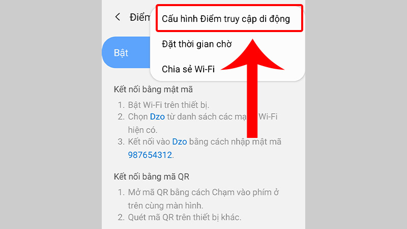 Chọn cấu hình Điểm truy cập di động