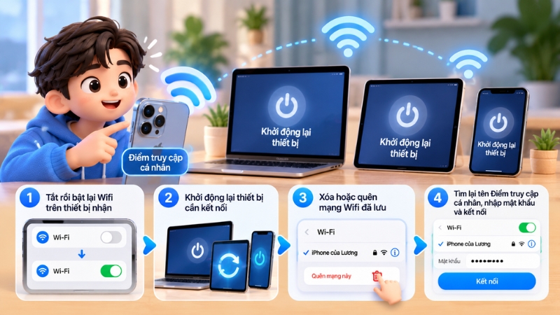 Nên đặt hai thiết bị gần nhau, tránh vật cản lớn để kết nối ổn định hơn