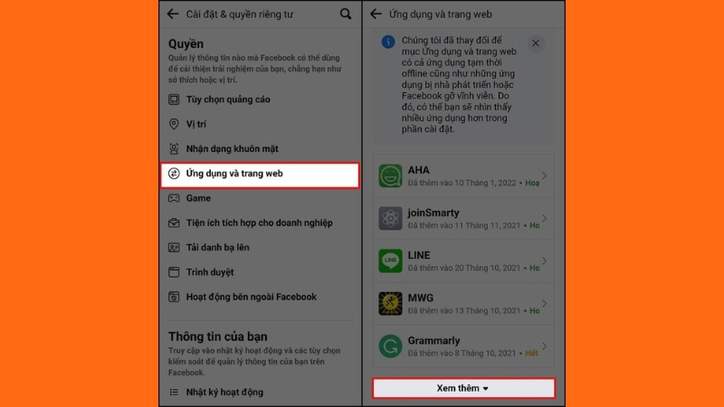 Kiểm tra quyền truy cập bên thứ ba giúp bảo vệ thông tin Facebook