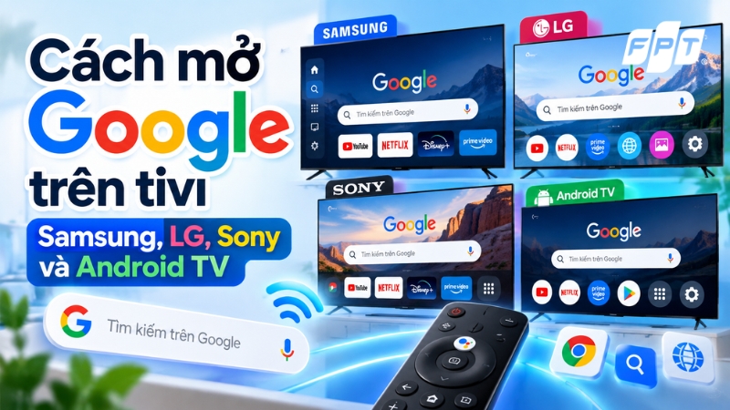 Cách mở Google trên tivi Samsung, LG, Sony và Android TV