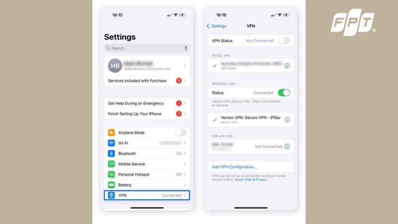 Cách tắt VPN trên iPhone