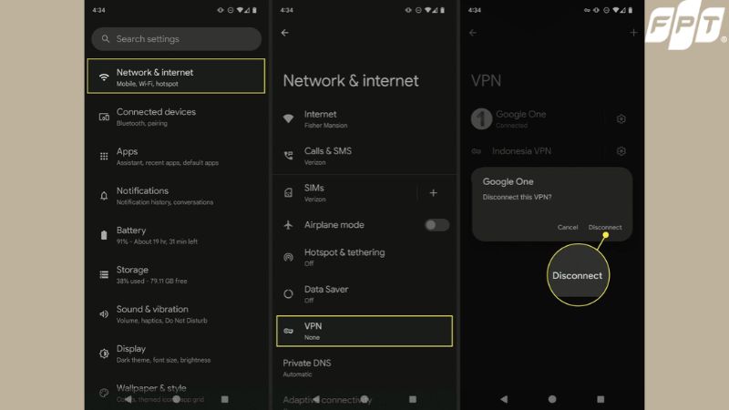 Cách tắt VPN trên Android