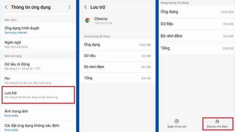 Cách xoá bộ nhớ cache Chrome trên Android