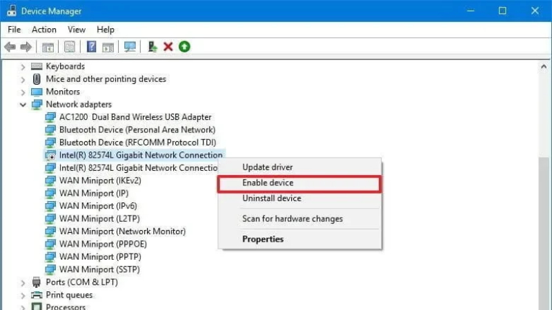 Cách bật lại WiFi Adapter trên laptop