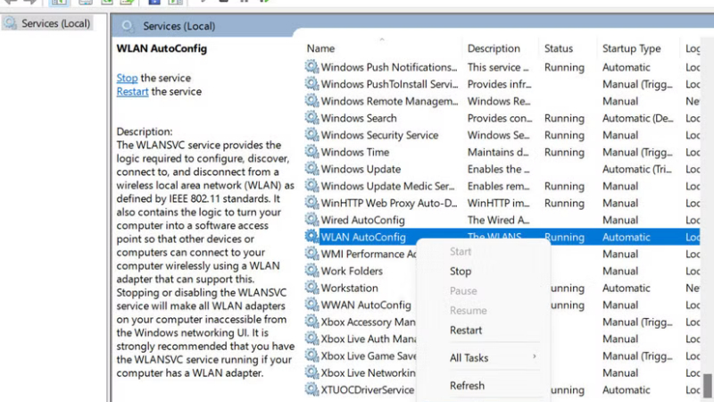 Restart WLAN AutoConfig