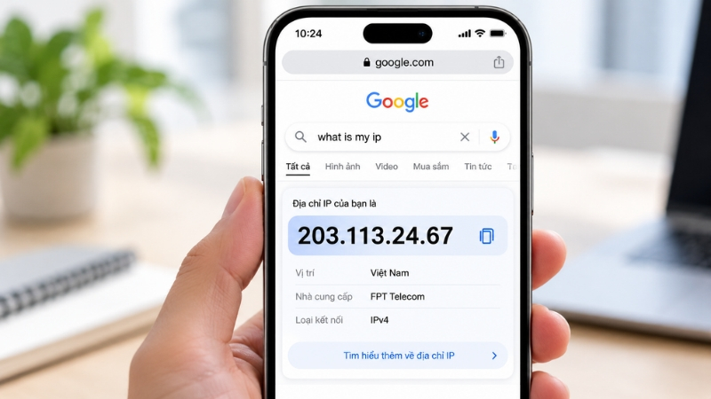 Có thể kiểm tra IP công cộng trên điện thoại bằng trình duyệt mà không cần cài đặt ứng dụng riêng