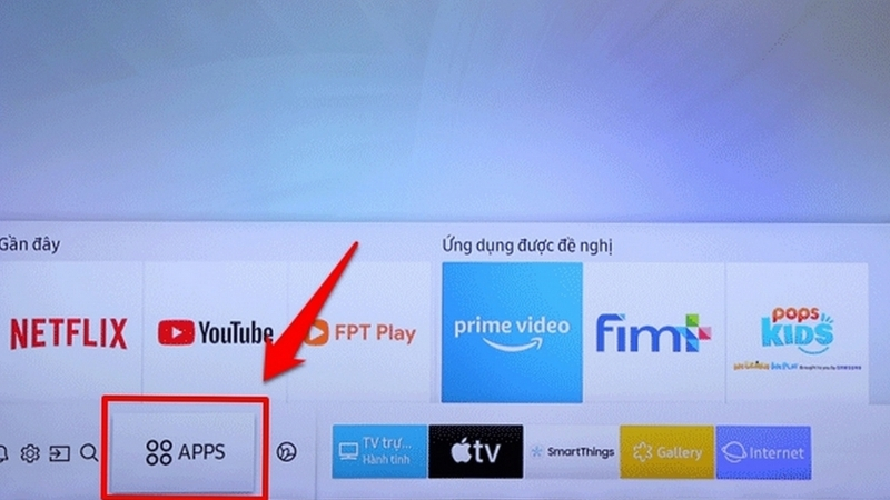 Mở mục APPS trên tivi Samsung