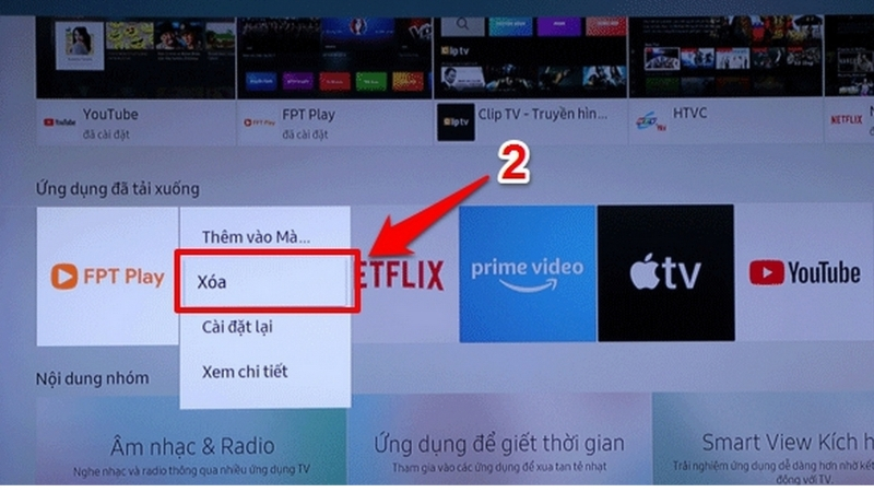 Chọn Xoá để gỡ ứng dụng