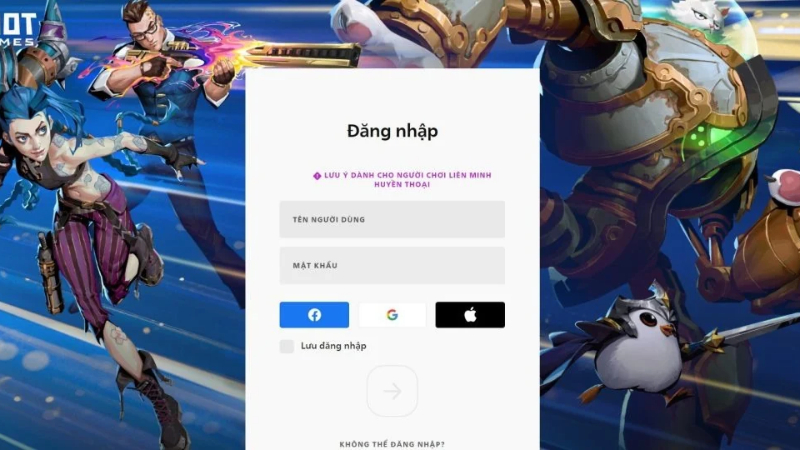 Đăng nhập tài khoản trên trang Riot Account để đổi tên tốc chiến