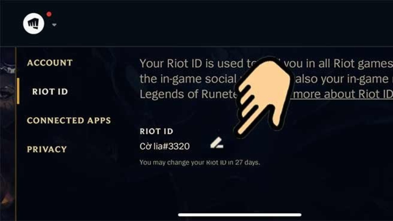 Chỗ đổi tên trong game Tốc Chiến