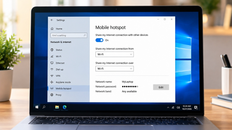 Windows 10 cho phép tạo mạng WiFi riêng bằng tính năng Mobile Hotspot tích hợp